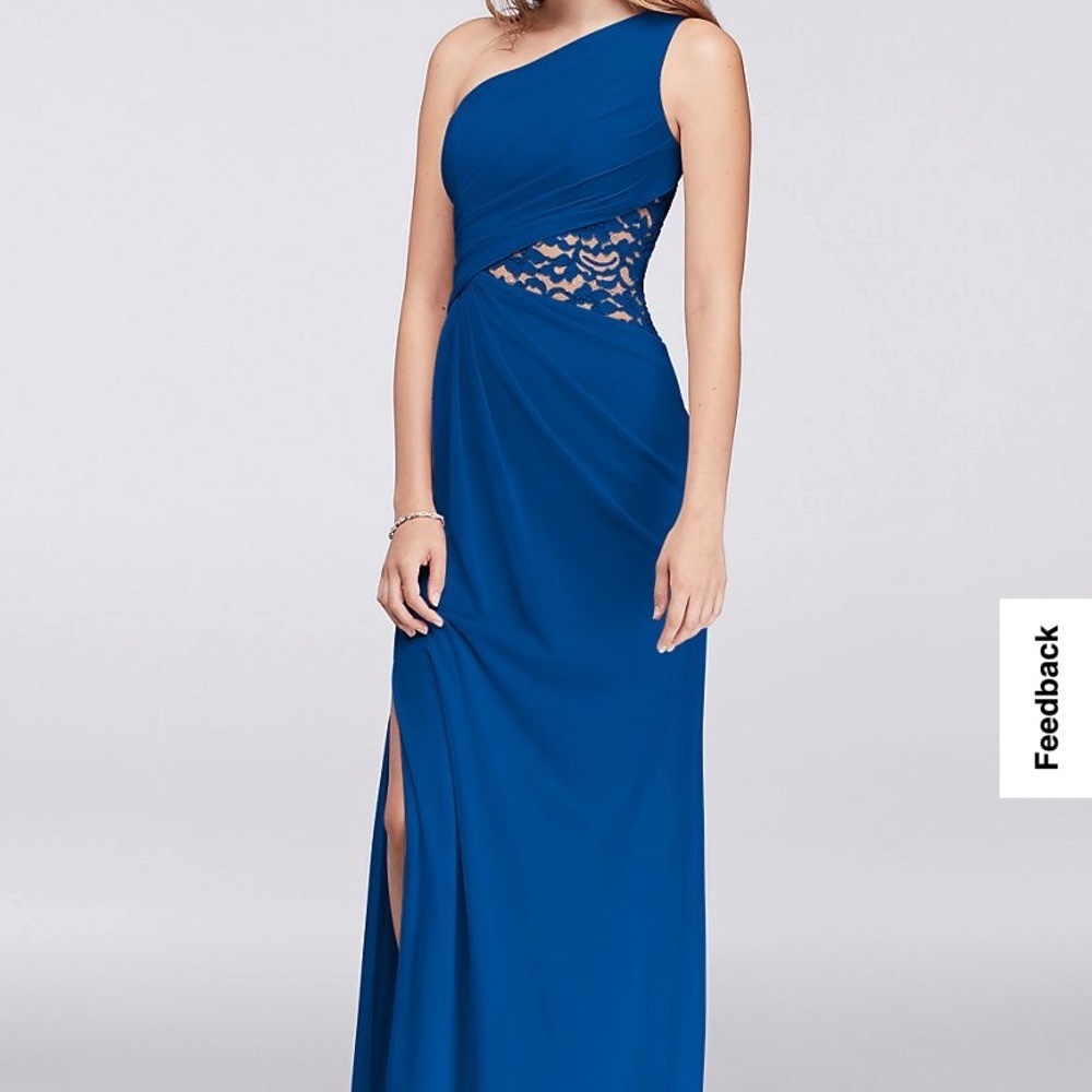 One shoulder mesh dress with lace